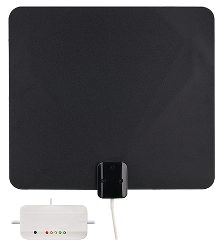 THINTV3M - Amplified Ultra-Thin HDTV Antenna with Signal Meter - Multi-Directional